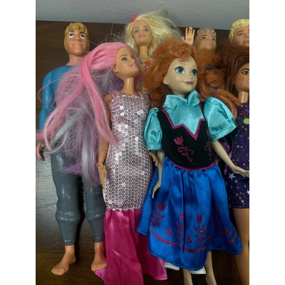 Mattel Barbie Disney Doll Lot Ken Anna Frozen Fashionistas Ballerina 11 Count